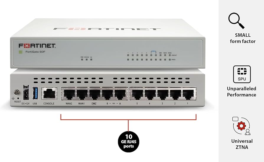 FortiGate 60F GPU dedicada FG 60F BDL 950 12 — FortiGate-60F (FG-60F-BDL-950-12) workstation empresarial