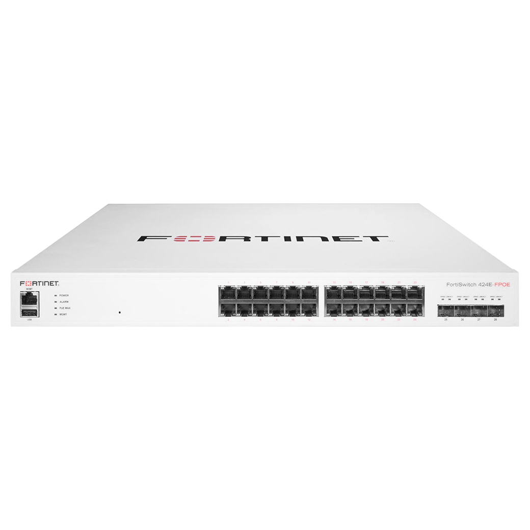 FortiSwitch 424E FPOE Layer 2 3 FortiGate switch controller GPU dedicada FS 424E FPOE — FortiSwitch-424E-FPOE Layer 2/3 FortiGate switch controller (FS-424E-FPOE) workstation empre